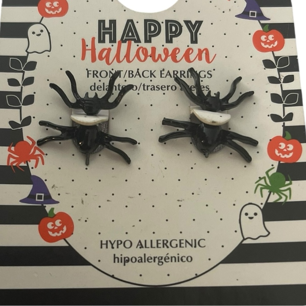 Halloween Spider Earrings - Black - Picture 2 of 4